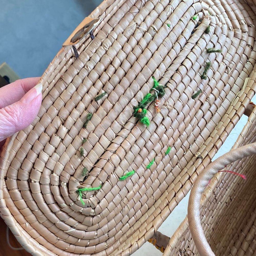 Vintage Woven Tote with Floral Accents - Picture 8 of 12